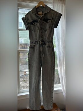 Habitual Light Wash Denim Jumpsuit with Label Detail